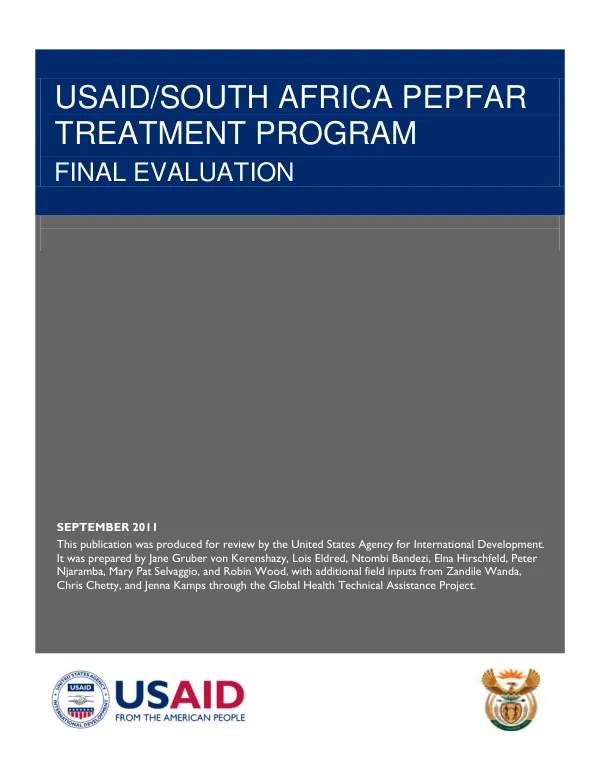 USAID/South Africa PEPFAR treatment program : final evaluation