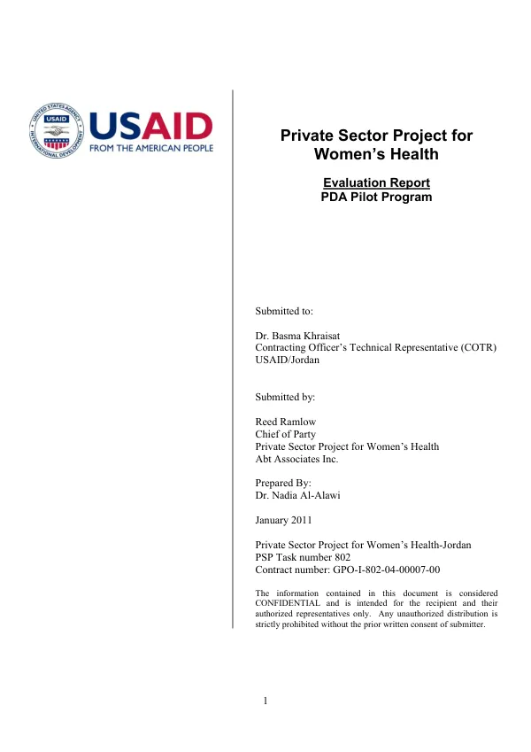 Evaluation report : PDA pilot program