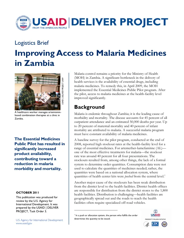 Improving Access to Malaria Medicines in Zambia