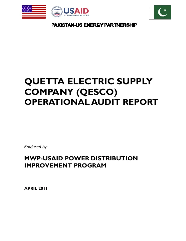 Quetta Electric Supply Company (QESCO) Operational Audit Report