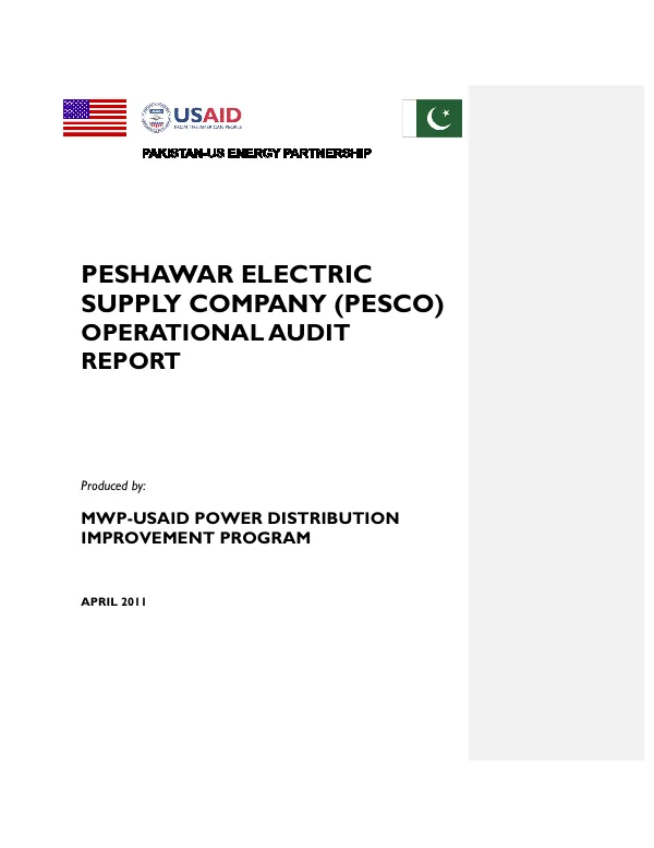 Peshawar Electric Supply Compnay (PESCO) Operational Audit Report