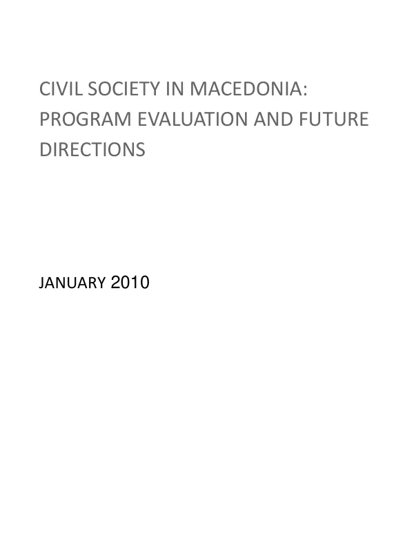 Civil society in Macedonia : program evaluation and future directions