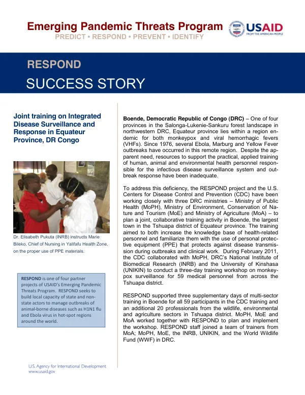 Joint training on Integrated Disease Surveillance and Response in Equateur Province, DR Congo