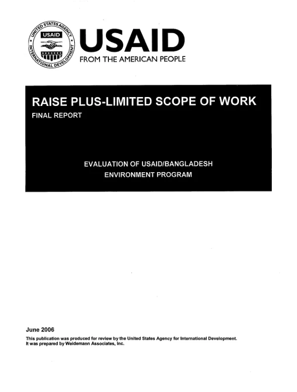 Evaluation of USAID/Bangladesh environment program : final report