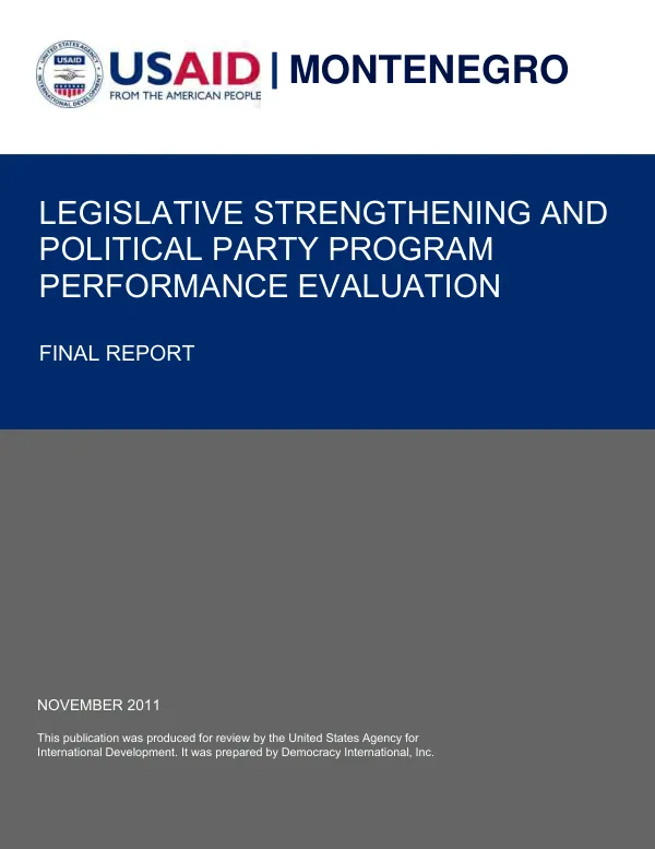Legislative strengthening and political party program performance evaluation : final report