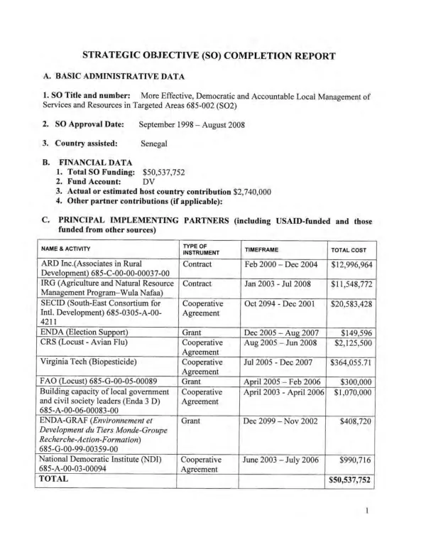 Strategic objective (SO) completion report : more effective, democratic and accountable local management of services and resources in targeted areas, 685-002 (S02), September 1998-August 2008