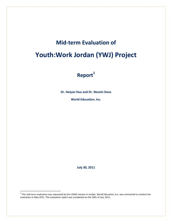 Mid-term evaluation of Youth:Work Jordan (YWJ) project : report