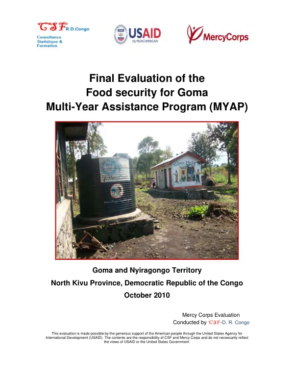 Final evaluation of the food security for Goma multi-year assistance program (MYAP)