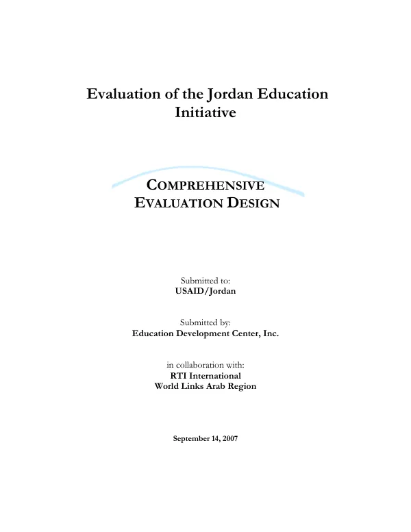 Evaluation of the Jordan education initiative : comprehensive evaluation design