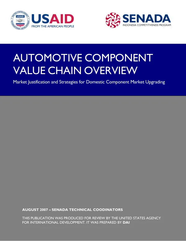 Automotive component value chain overview : market justification and strategies for domestic component market upgrading