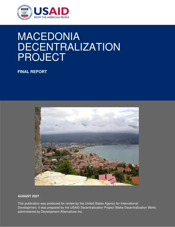 Macedonia decentralization : final report