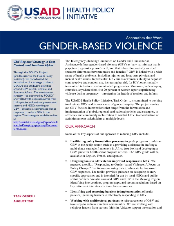 Gender-based violence : approaches that work