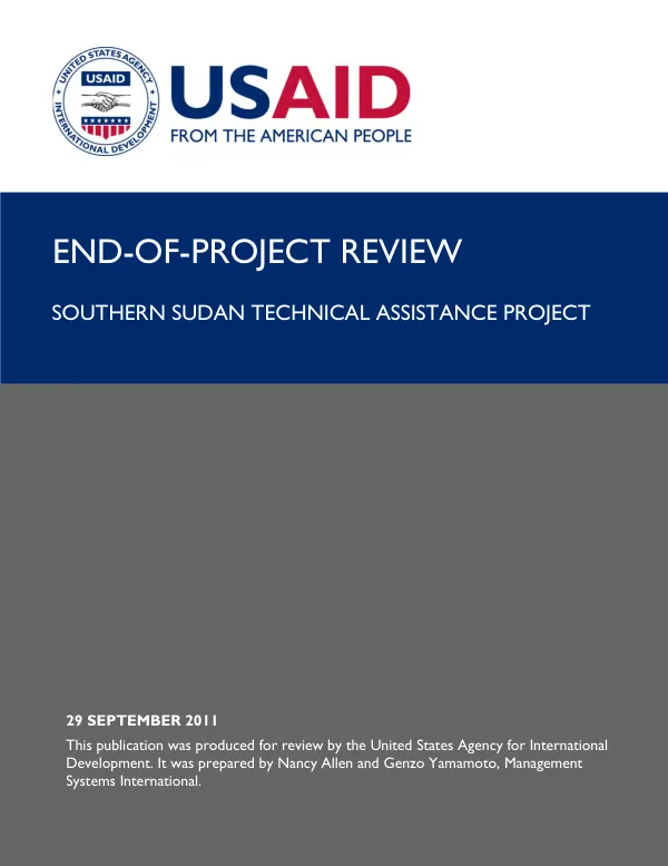 End-of-project review : Southern Sudan technical assistance project