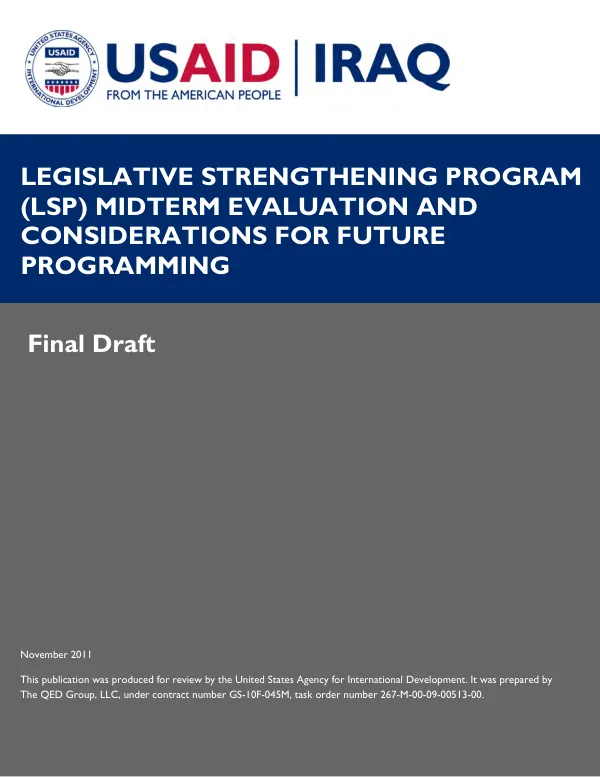 Legislative strengthening program (LSP) : midterm evaluation and considerations for future programming