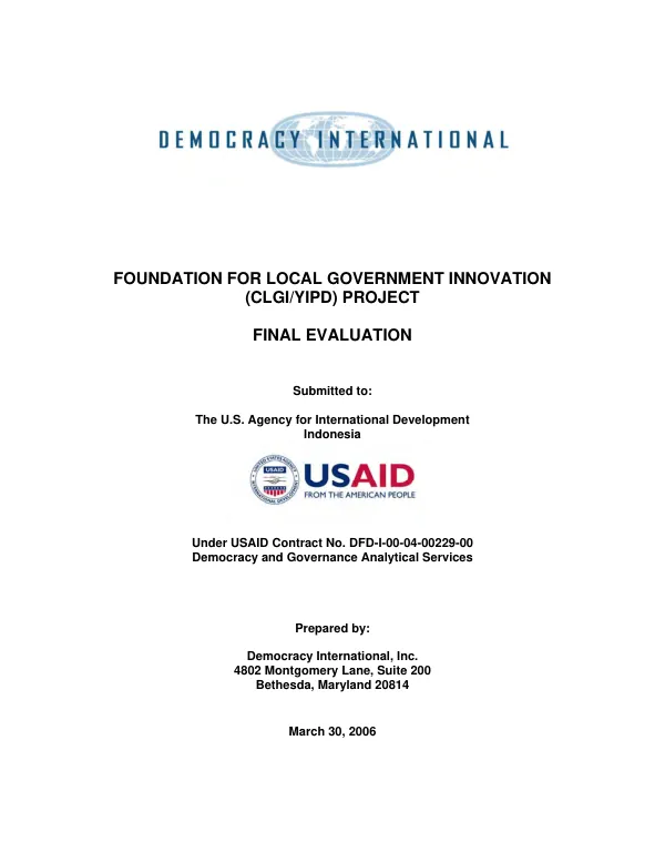 Foundation for local government innovation (CLGI/YIPD) project : final evaluation