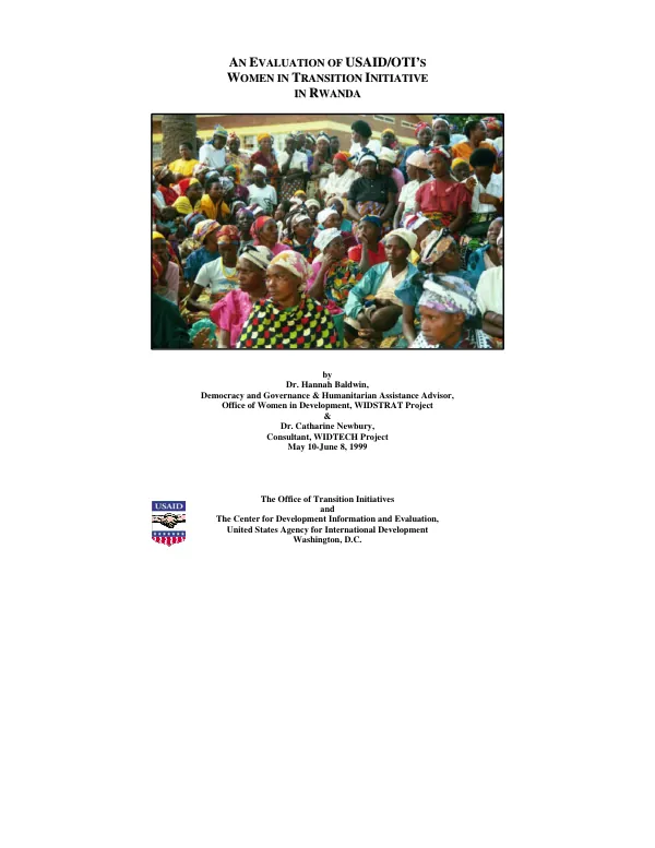 Evaluation of USAID/OTI"s women in transition initiative in Rwanda
