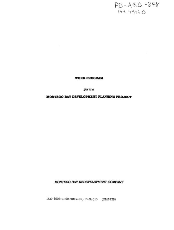 Work program for the Montego Bay development planning project