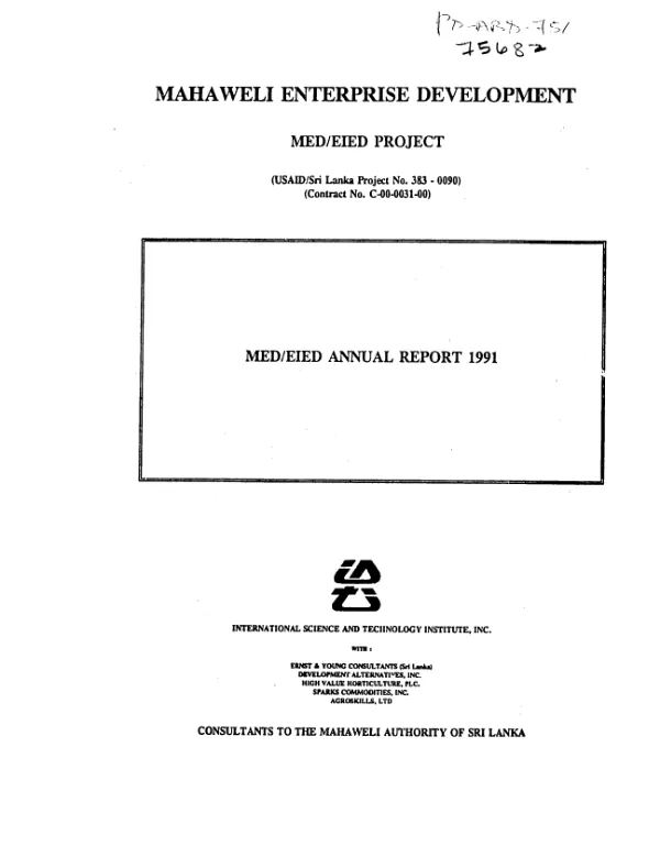 Mahaweli enterprise development MED/EIED annual report 1991