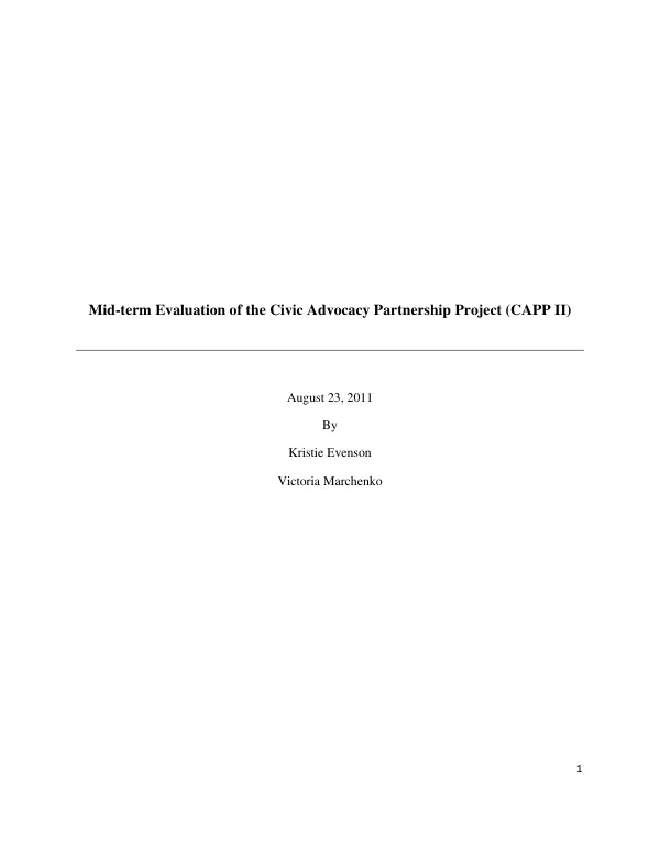 Mid-term evaluation of the civic advocacy partnership project (CAPP II)