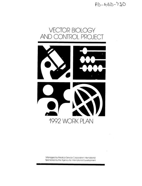 Vector biology and control project : 1992 work plan