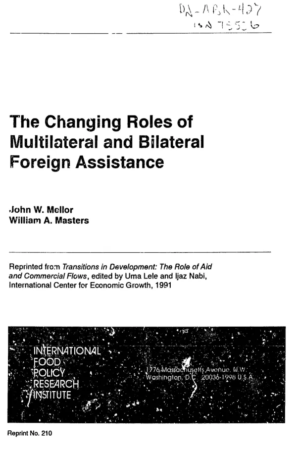 Changing roles of multilateral and bilateral foreign assistance