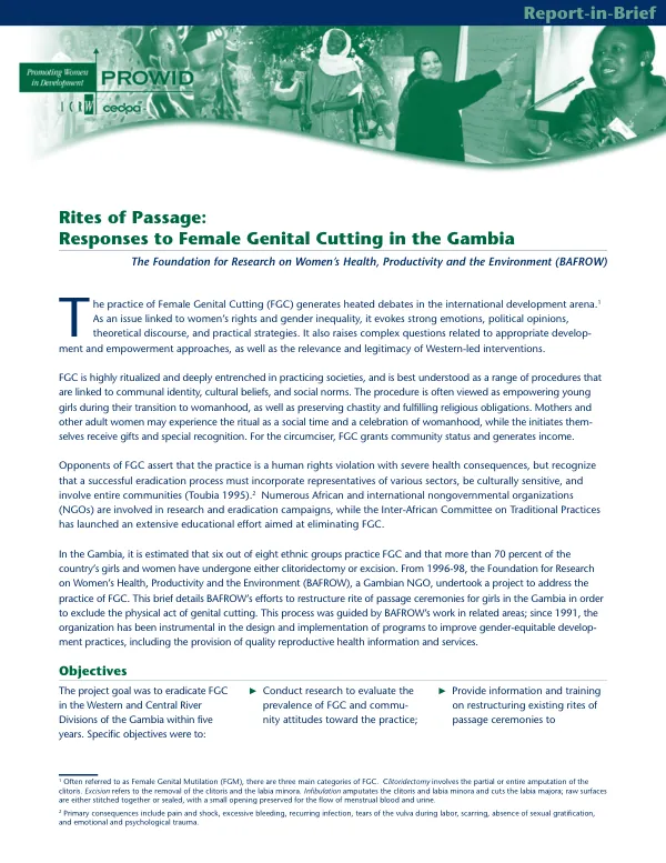 Rites of passage : responses to female genital cutting in The Gambia