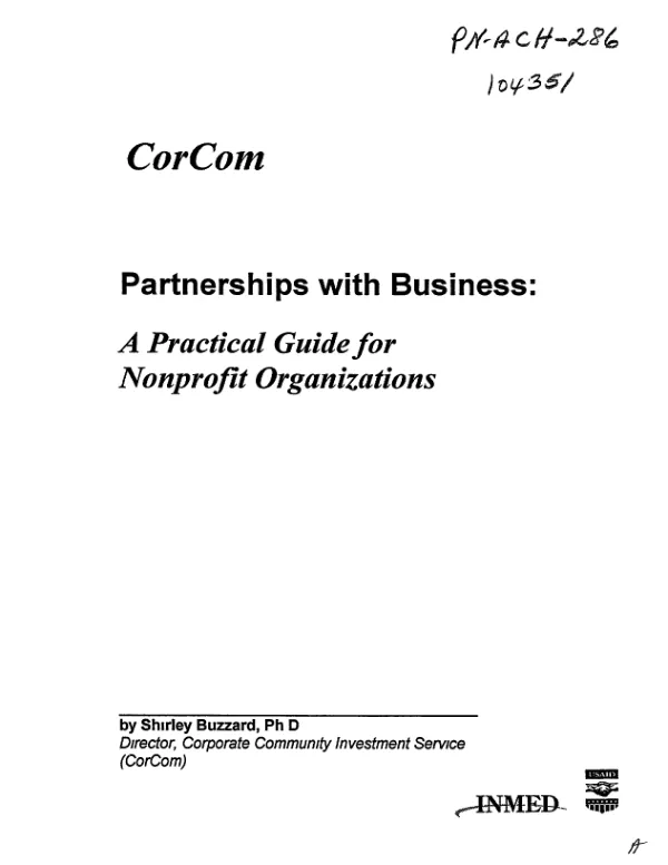 Partnerships with business : a practical guide for nonprofit organizations