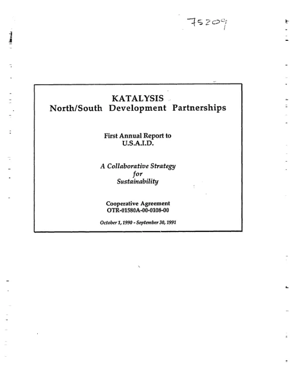 Katalysis North/South Development Partnerships : first annual report to USAID -- a collaborative strategy for sustainability
