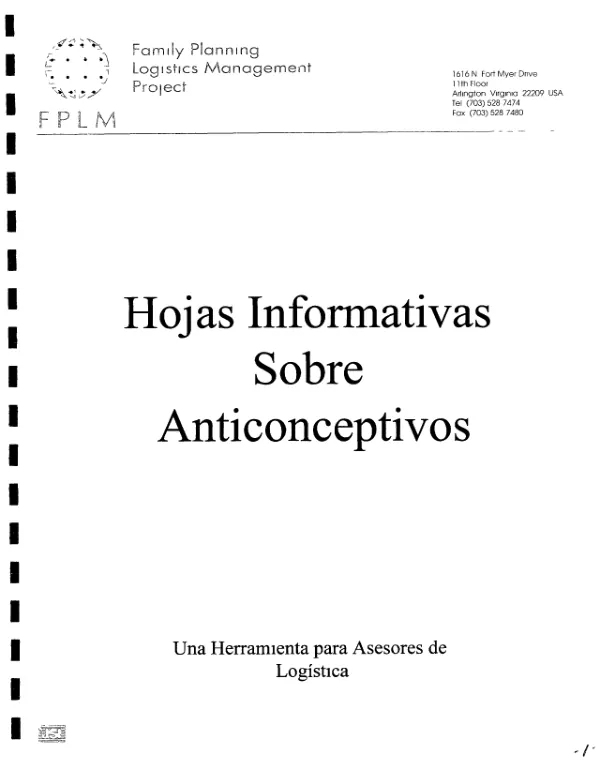 Hojas informativas sobre anticonceptivos : una herramienta para asesores de logistica