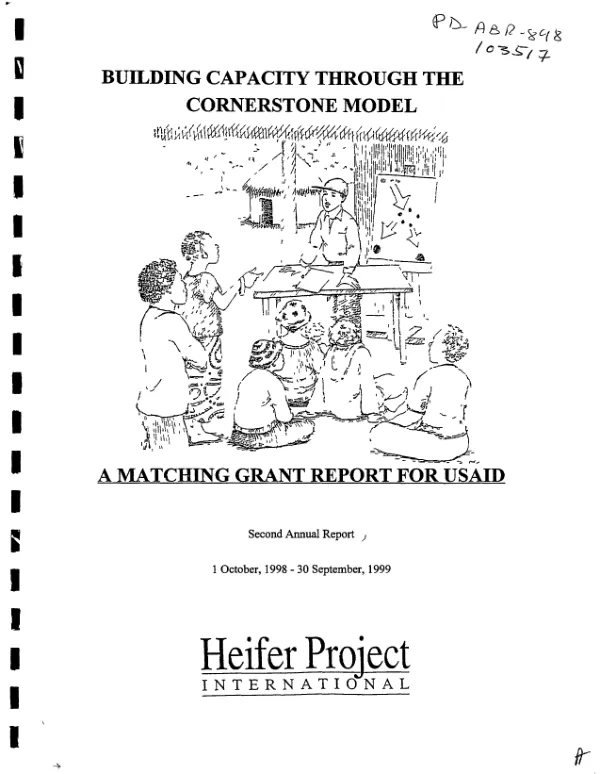 Building capacity through the cornerstone model : a matching grant report for USAID -- second annual report, 1 October, 1998-30 September, 1999 [: cooperative agreement number FAO-A-00-97-00050-00]