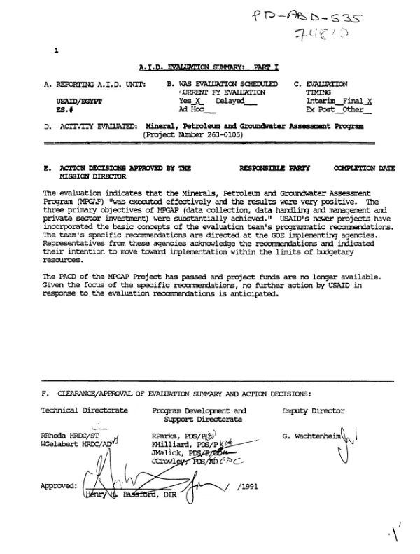 Mineral, petroleum and groundwater assessment program