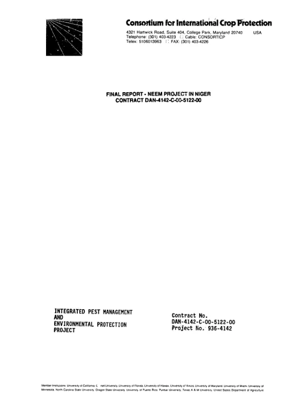 Final report -- NEEM project in Niger, contract DAN-4142-C-00-5122-00