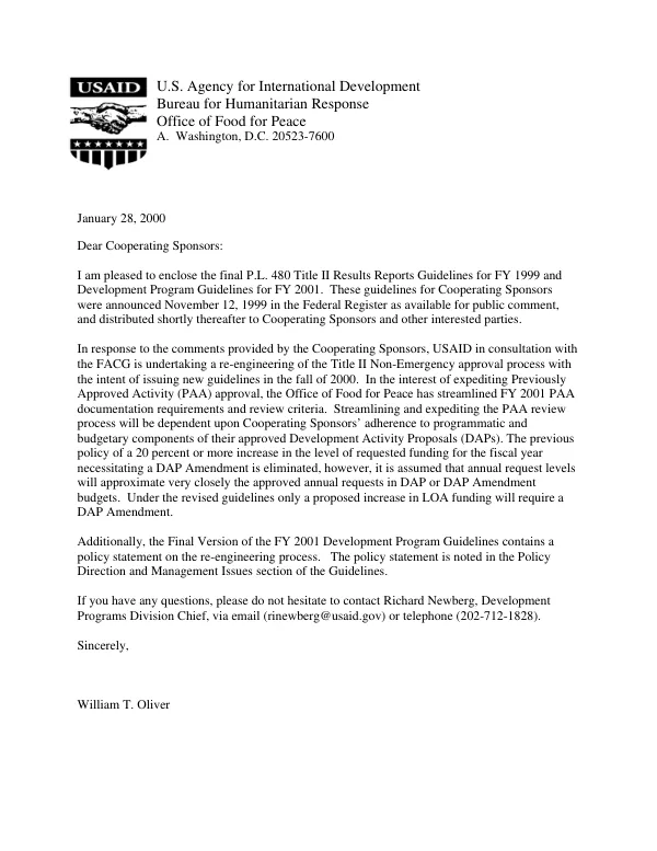 PL 480 Title II guidelines for fiscal year 2001 program proposals : development activity concept papers, development activity proposals (DAP), development activity proposal amendments (DAP amendment) and previously approved activity submissions (PAA) -- final draft
