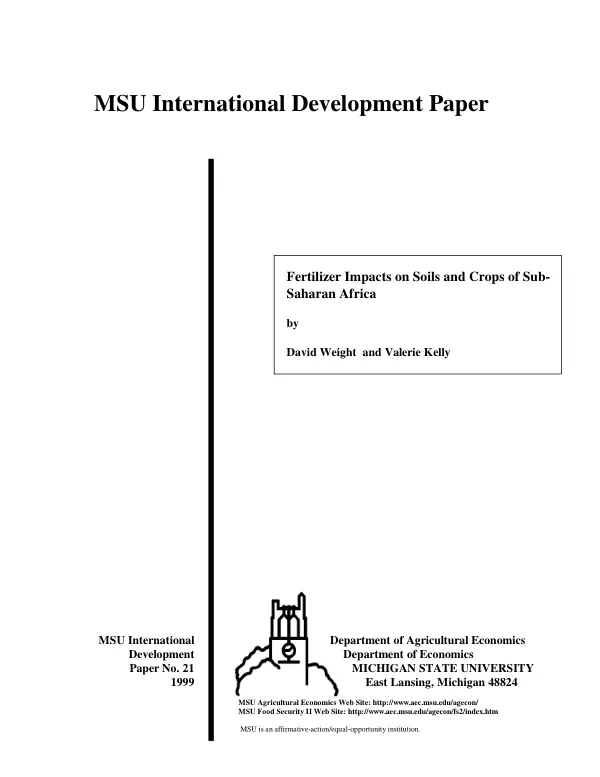 Fertilizer impacts on soils and crops of sub-Saharan Africa