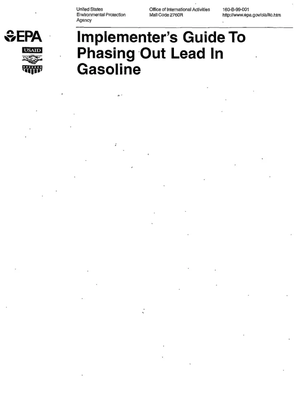 Implementer"s guide to phasing out lead in gasoline