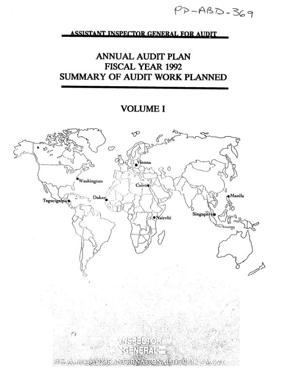 Annual audit plan fiscal year 1992 : summary of audit work planned