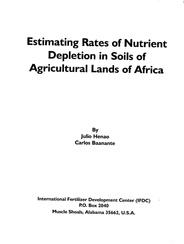 Estimating rates of nutrient depletion in soils of agricultural lands of Africa