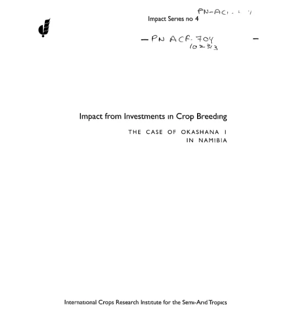 Impact from investments in crop breeding : the case of Okashana 1 in Namibia