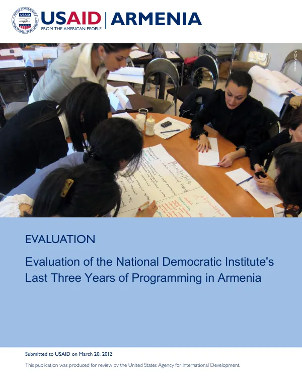Evaluation of the National Democratic Institute's last three years of programming in Armenia