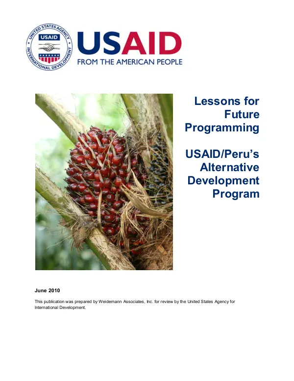 Lessons for future programming : USAID/Peru's alternative development program