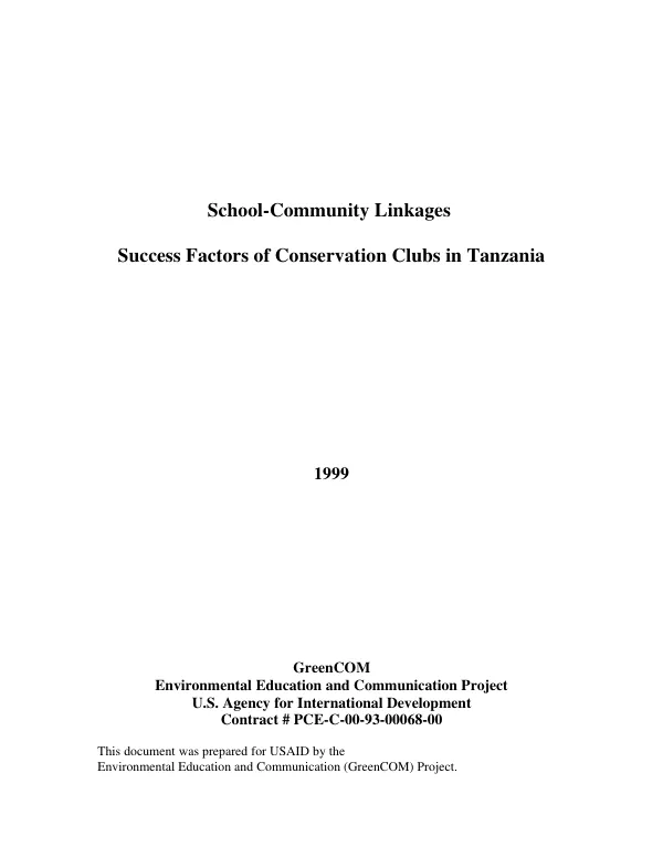 School-community linkages : success factors of conservation clubs in Tanzania