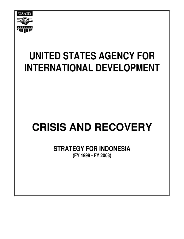 Crisis and recovery : strategy for Indonesia (FY 1999-FY 2003)
