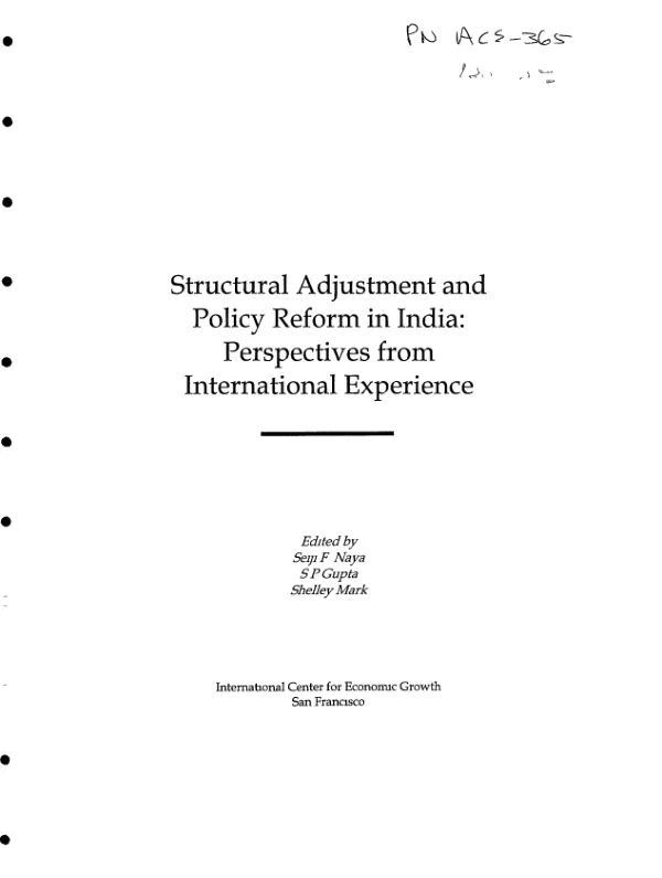 Structural adjustment and policy reform in India : perspectives from international experience