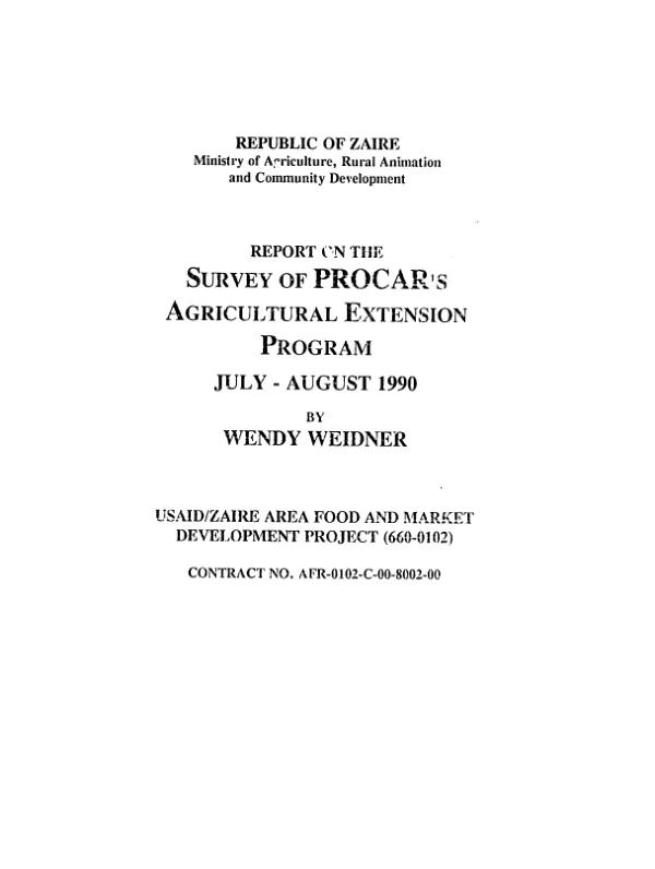 Report on the survey of PROCAR"s agricultural extension program, July - August 1990
