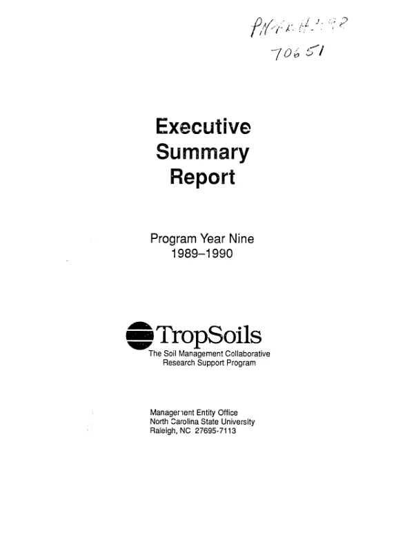 Executive summary report : program year nine, 1989-1990