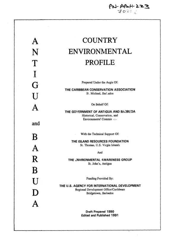 Antigua and Barbuda : country environmental profile