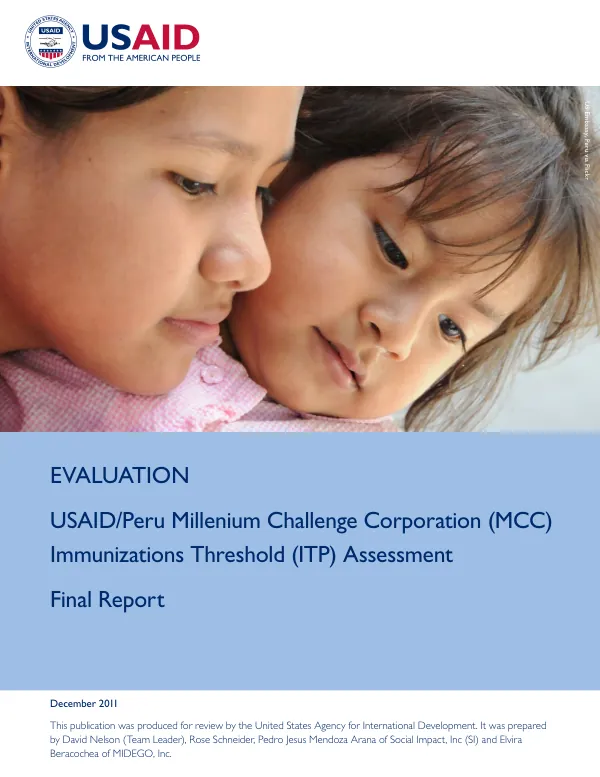 USAID/Peru Millennium Challenge Corporation (MCC) immunizations threshold program (ITP) assessment : final report