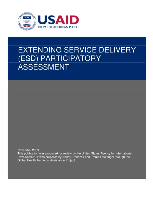 Extending service delivery (ESD) participatory assessment