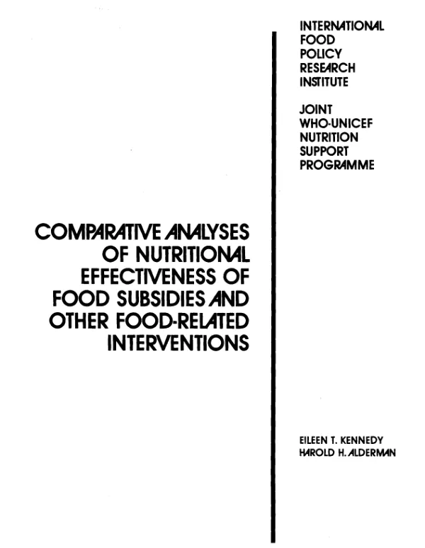 Comparative analyses of nutritional effectiveness of food subsidies and other food-related interventions