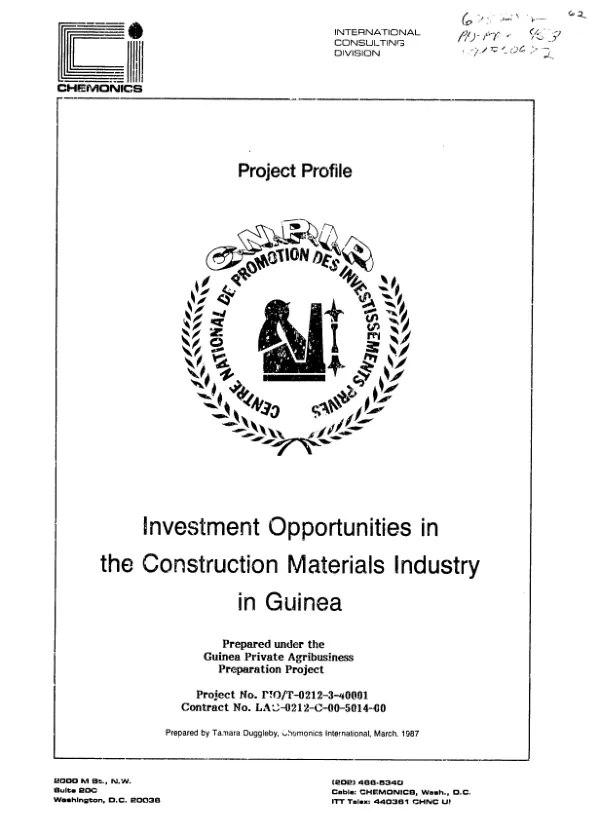 Project file : investment opportunities in the construction materials industry in Guinea